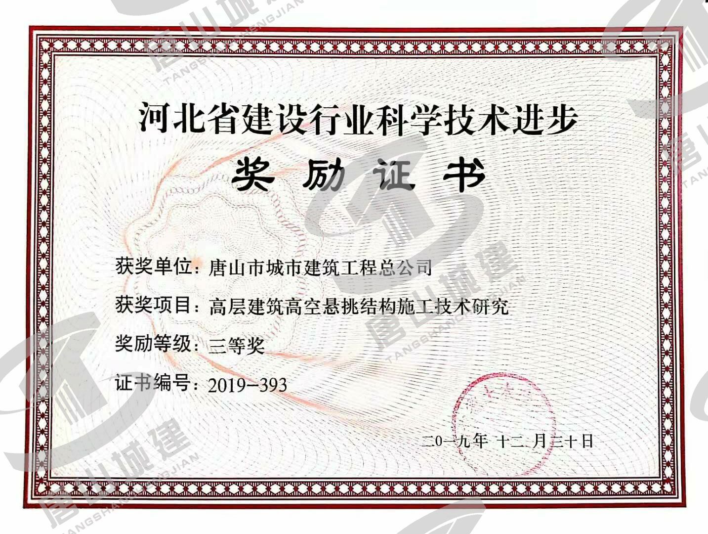 2019年科技进步奖高空悬挑