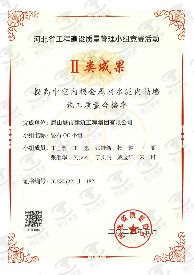 2022提高中空内模金属网水泥内隔墙施工质量合格率